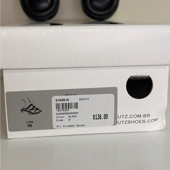 SCHUTZ: Ali Studded Sandal, Black | Gold Flat, Women's Size 6 - Picture 10 of 10